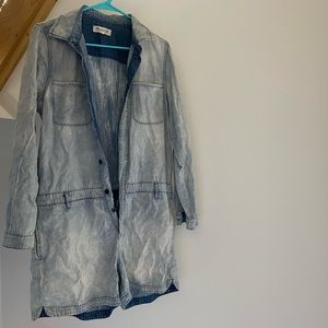 Madewell chambray denim button up romper boilersuit style | size L
